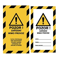 Informační visačka – POZOR, ZAŘÍZENÍ MIMO PROVOZ, 60 × 110 mm